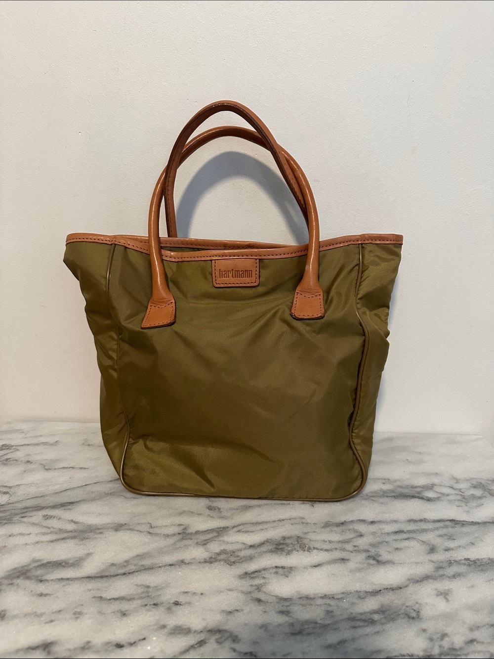 Hartman nylon tote with leather trim